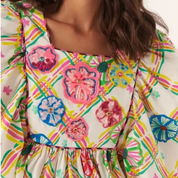 CELIA B SANTORINI PUFF-SLEEVE DRESS - Picture 5 of 6